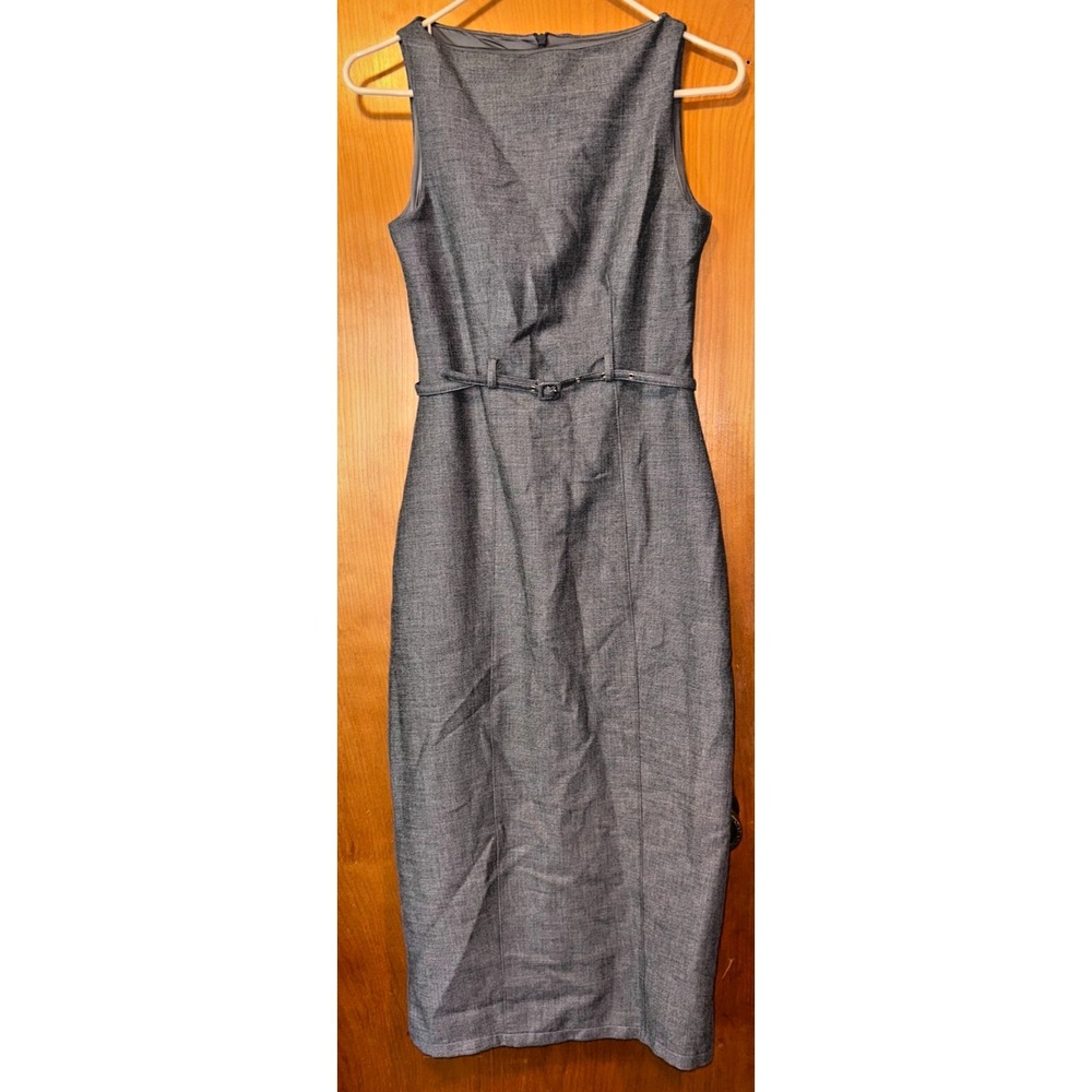 H&M Gray Sleeveless Belted Office Career Sheath Dress Size XS